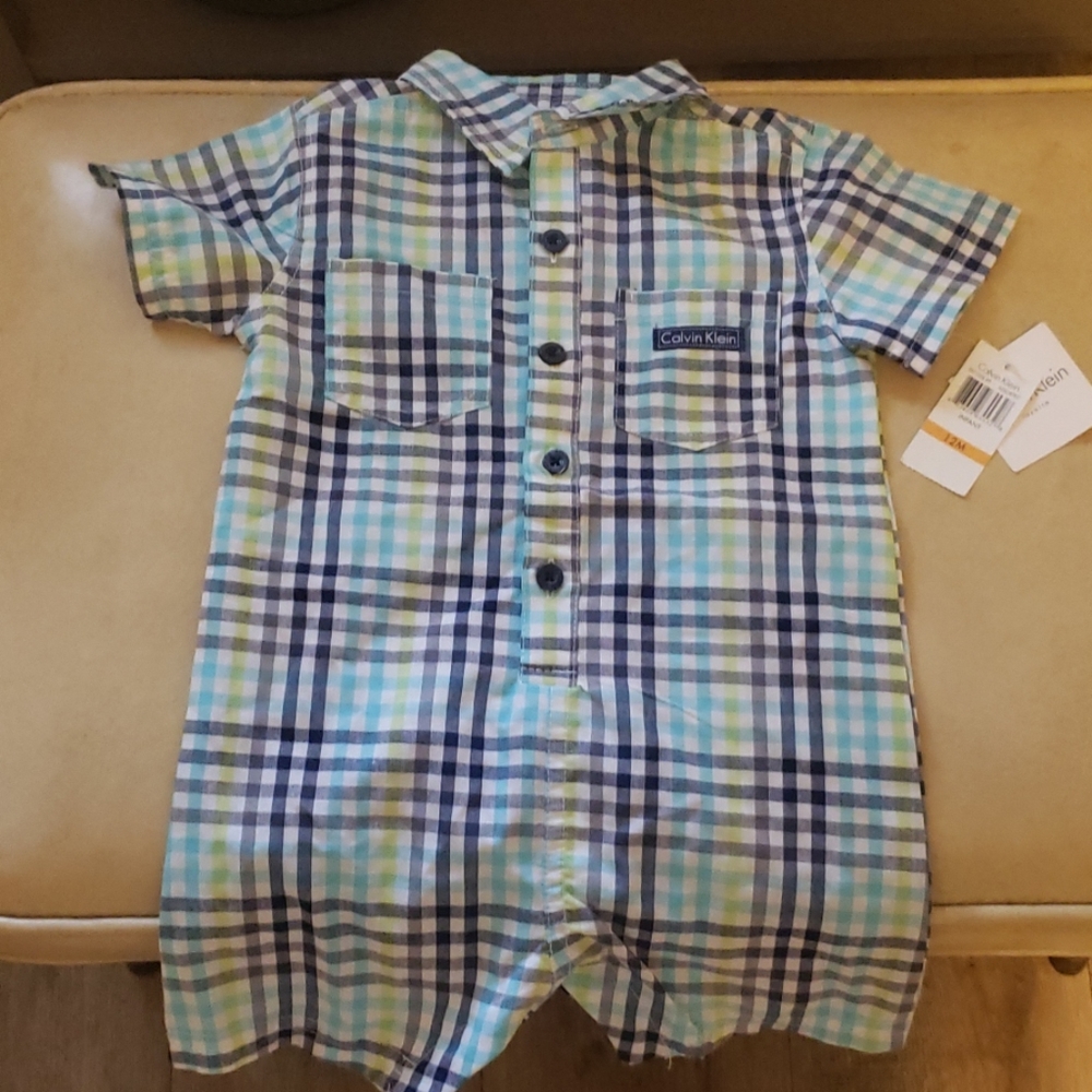 NEW Calvin Klein Infant Onsie Collared Shirt 12M